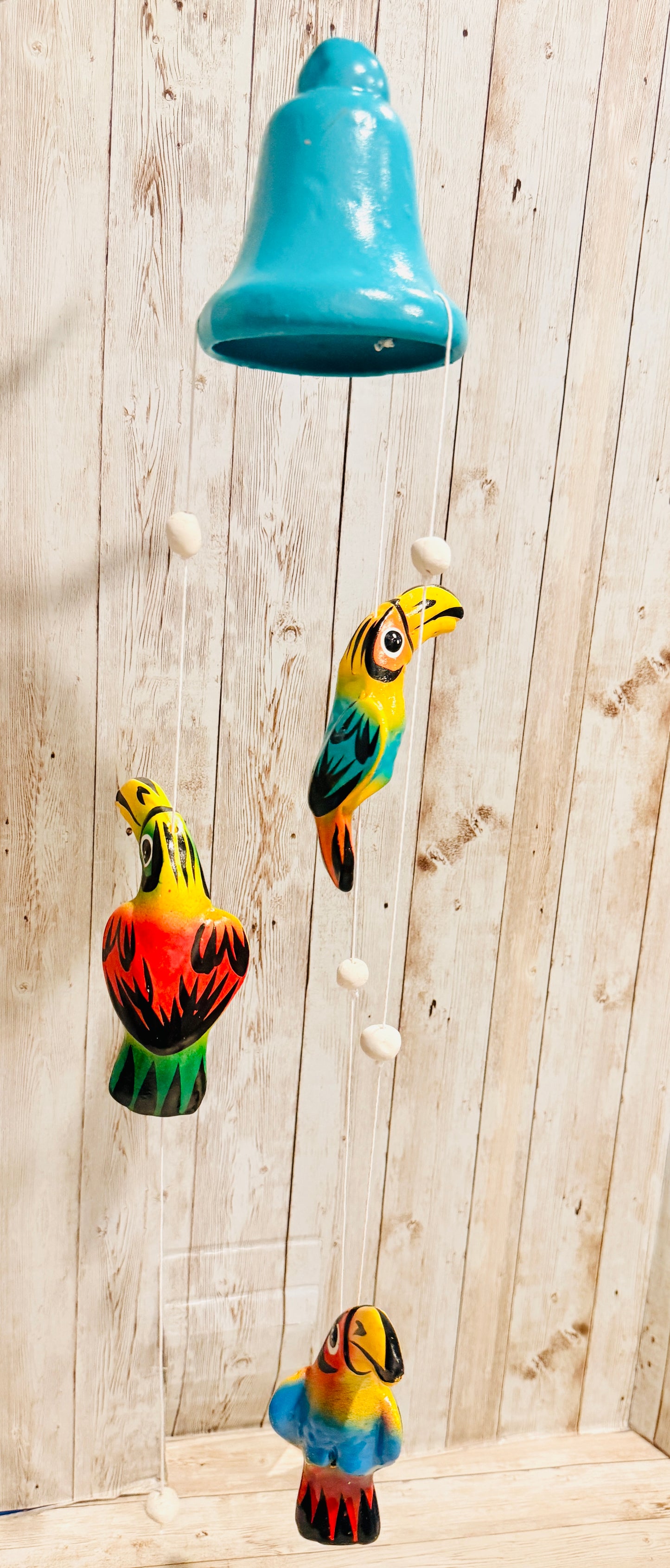 Mexican Ceramic Toucans Wind Chime Campana de Viento Mexicana de Tucanes