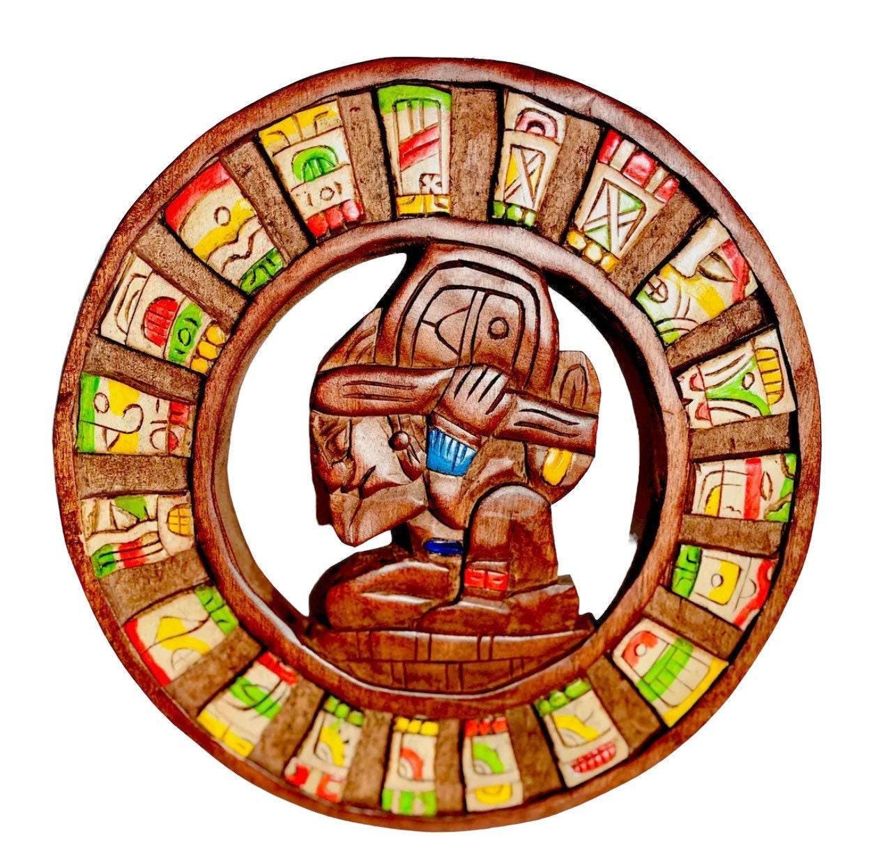 Wood Aztec Calendar Mexican Wall Art Artesanias Mexicanas Calendario Azteca De Madera