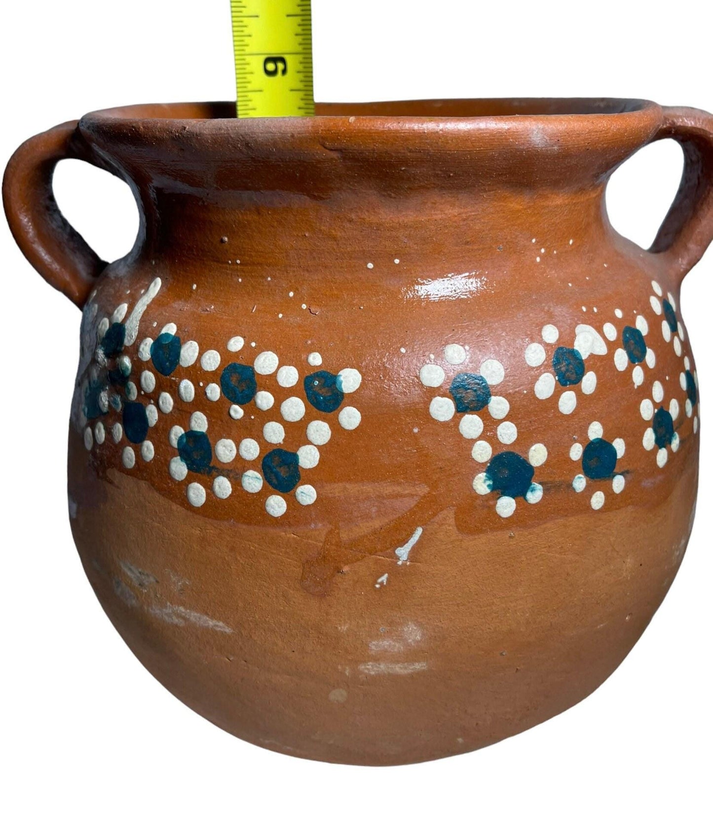 Olla de Barro Decorada con Tapa Clay Pot with lid Fits Up To 2 Kg Terracota Pot