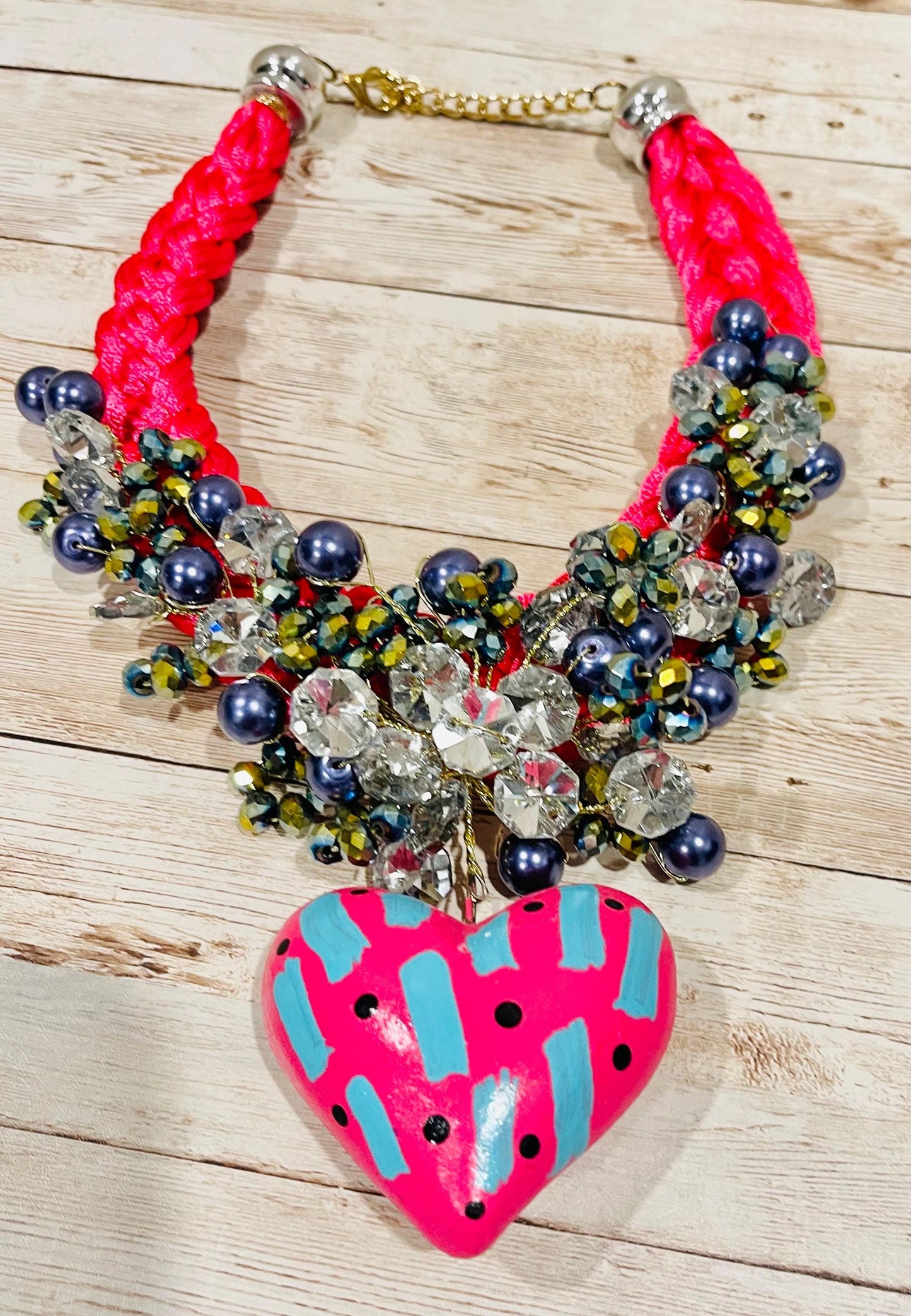 Mexican Artesanal Palm Leaf Heart Shaped Necklace Collar Artesanal Mexicano de Corazon