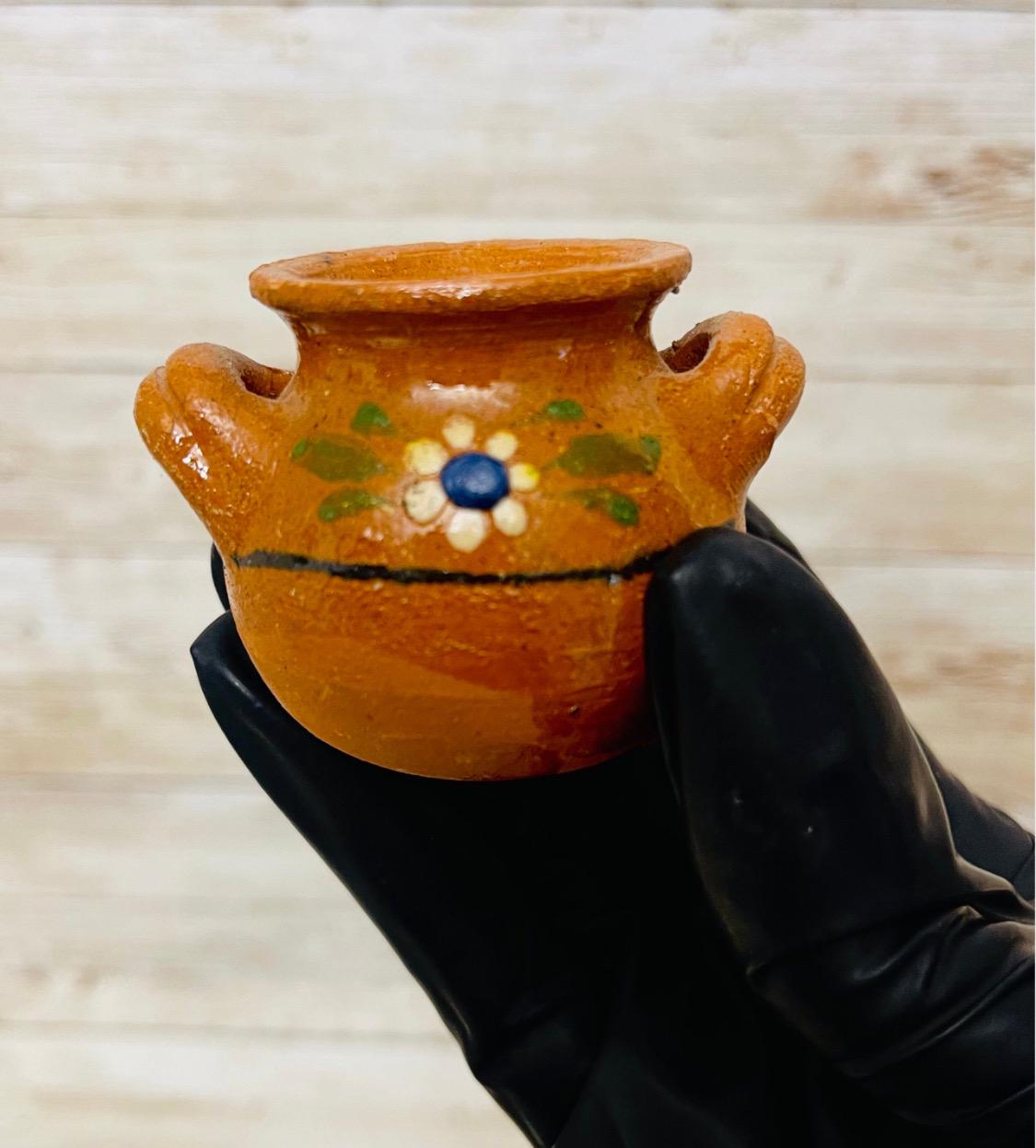 Mexican Terra Cota Salt Shaker and Casserole Handmade Barro Pottery Set Salero de Barro Mexicano y Cazuelita Artesanal