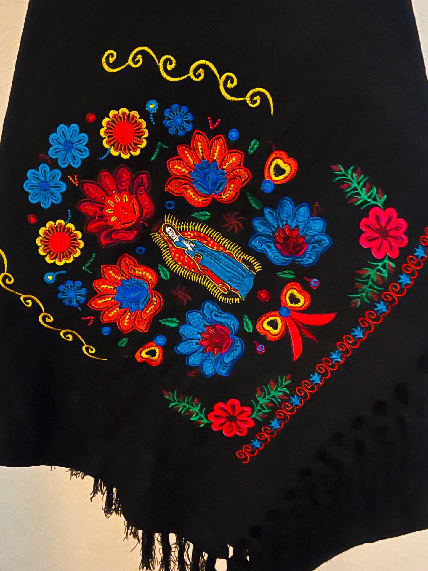Embroidered Handmade Mexican Shawl Reboso Bordados en Telar