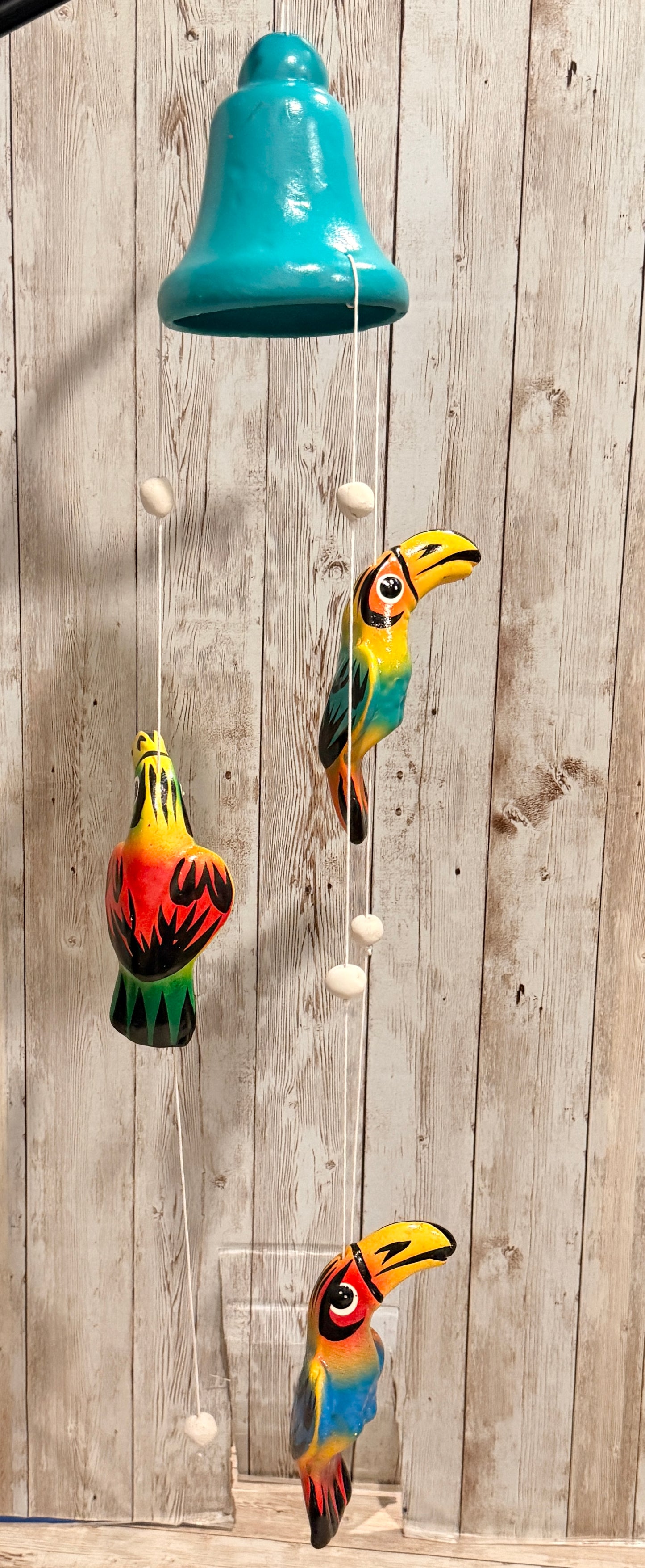 Mexican Ceramic Toucans Wind Chime Campana de Viento Mexicana de Tucanes