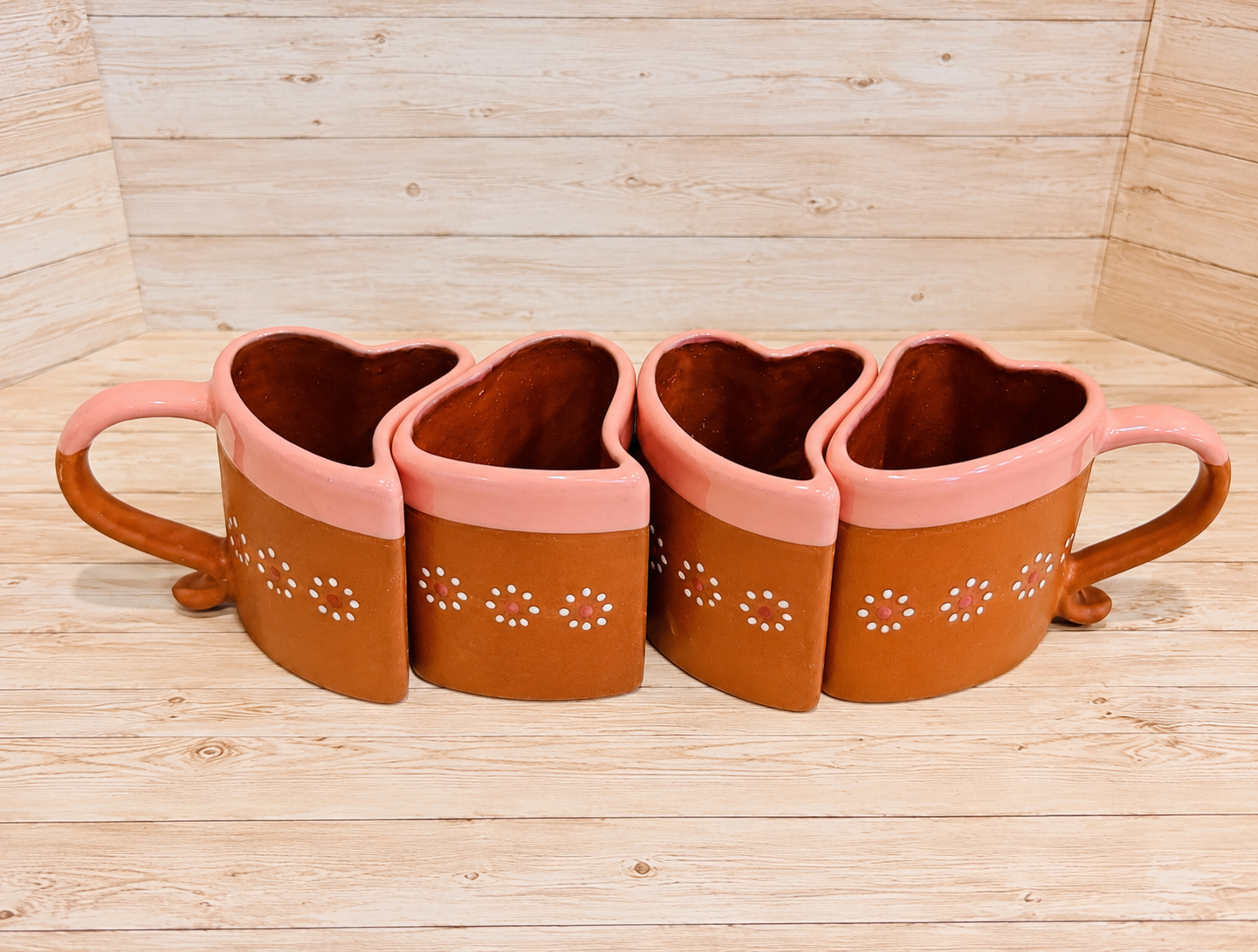 Tazas Forma Corazon de Barro Mexicano Mexican Terracota Heart Shaped Mugs