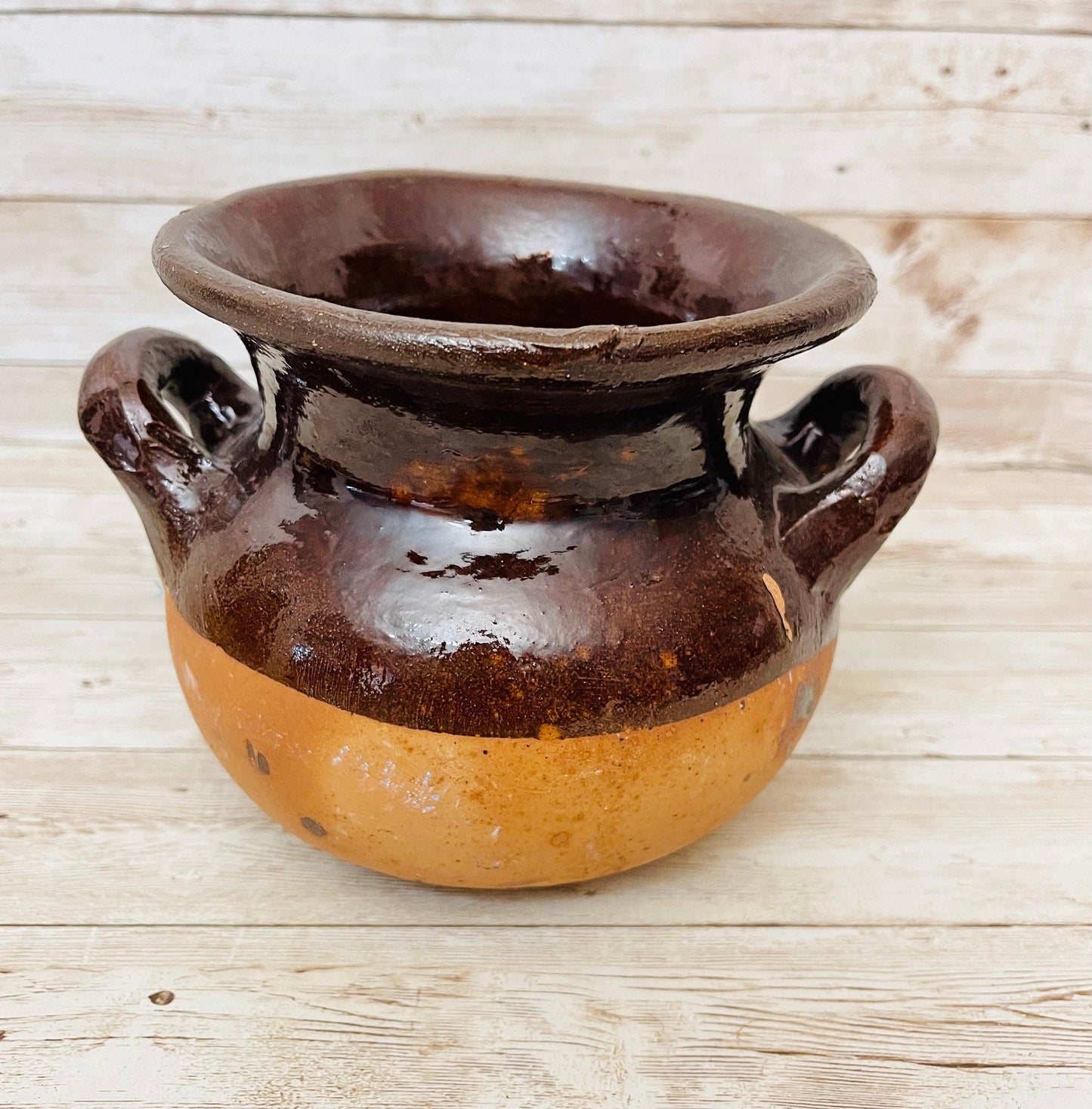 Taza/Olla Barro Vidriado Chocolatera y 1 Molinillo  Madera Terra Cota Hot Chocolote Personal Cup 5 in. Tall & 1 Wood Hot Chocolate Grinder