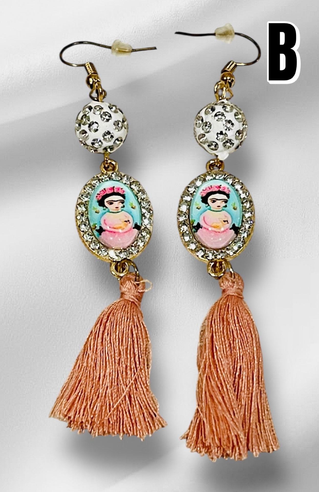 Frida Kahlo Drop Dangle Earrings Aretes de Frida Kahlo
