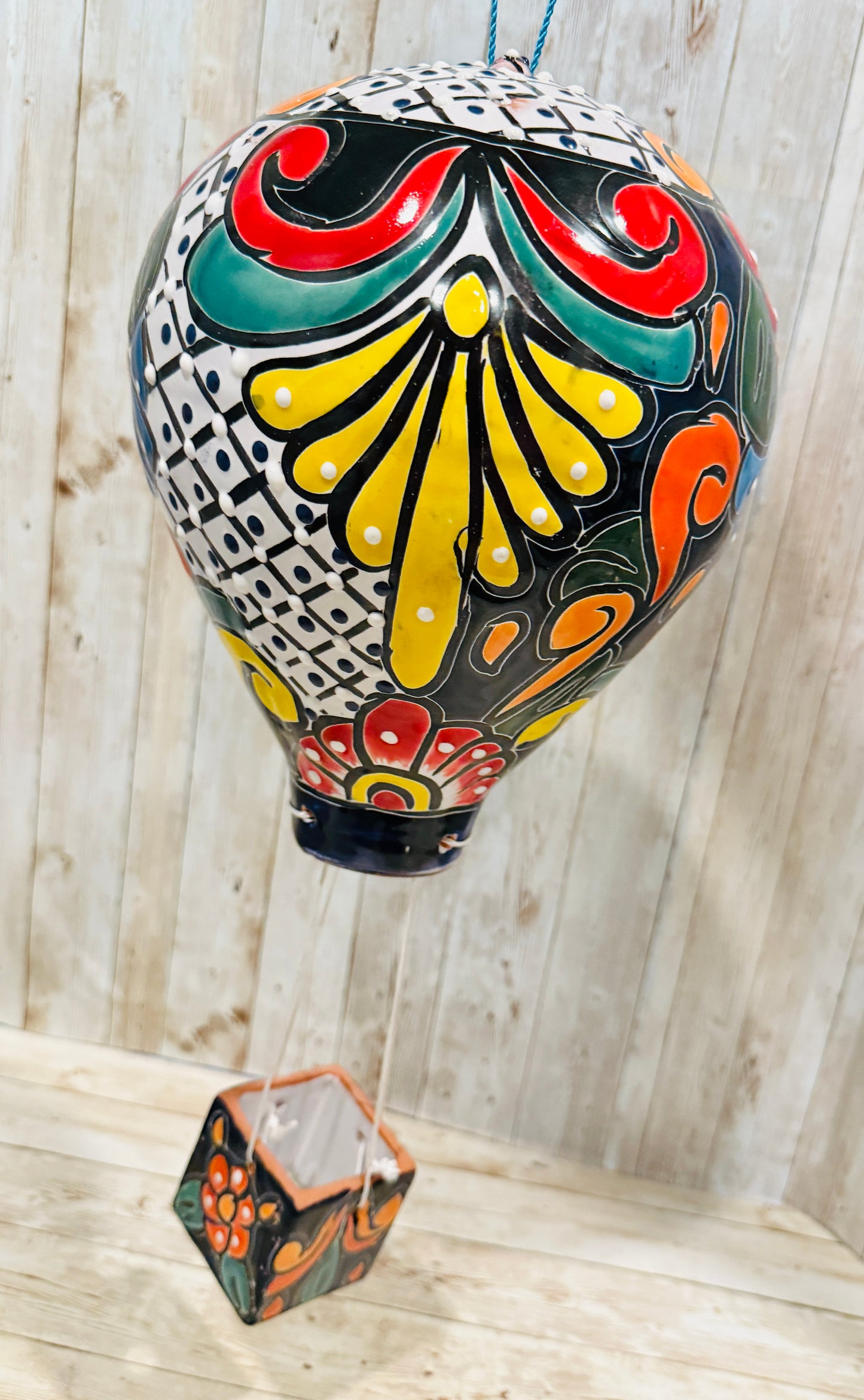 Mexican Talavera Hot Air Ballon Ceramic Hanging Decor Globo Aerostático Mexicano de Talavera Globo de Aire