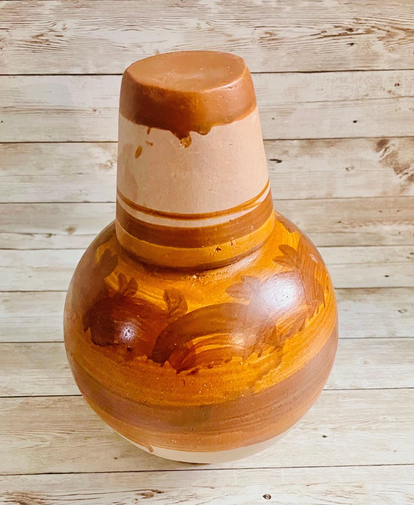 Mexican Clay WaterJug & Cup Botellón Garrafón de Barro Mexicano