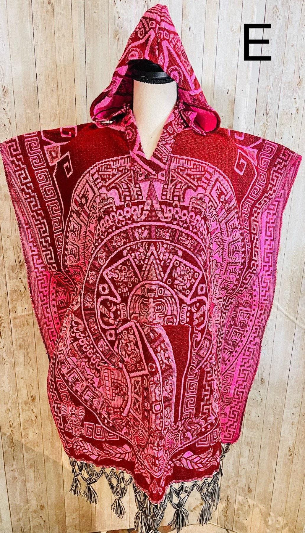 Poncho Gavan Mexicano Calendario Azteca con Gorra Mexican Hoodie