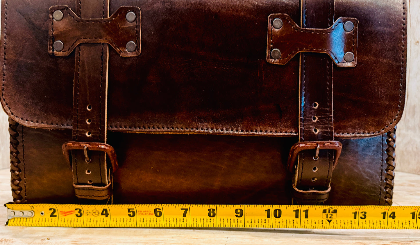 Mexican Leather Portfolio Briefcase Hand Tooled Aztec Calendar Laptop Bag Business Case Handmade Leather