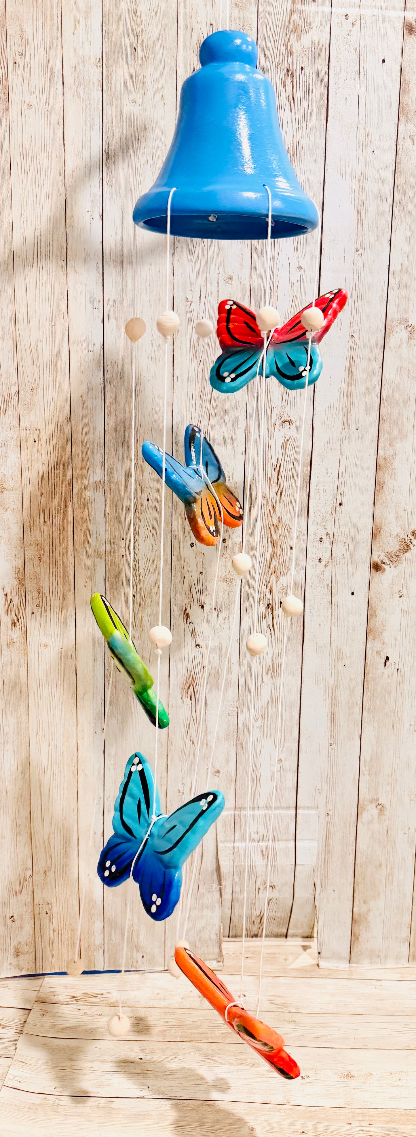 Mexican Ceramic Butterflies with Wind Chime Campana de Viento Mexicana de Mariposas