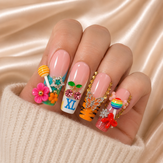 Handmade Press-On Nail Bundle – 2 Medium Luxury Nail Sets