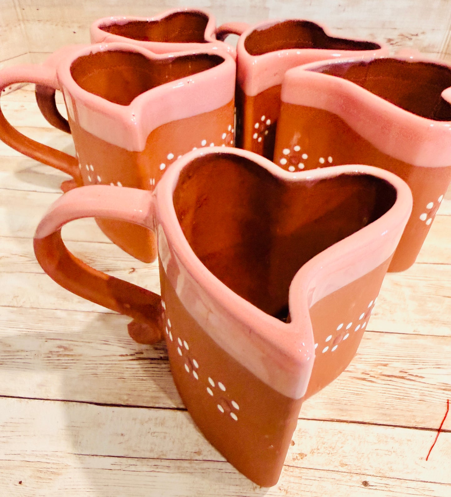 Tazas Forma Corazon de Barro Mexicano Mexican Terracota Heart Shaped Mugs
