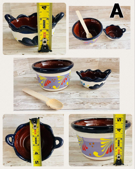 Terra Cota Mexican Clay Salsa Bowls Platos Salseros de Barro