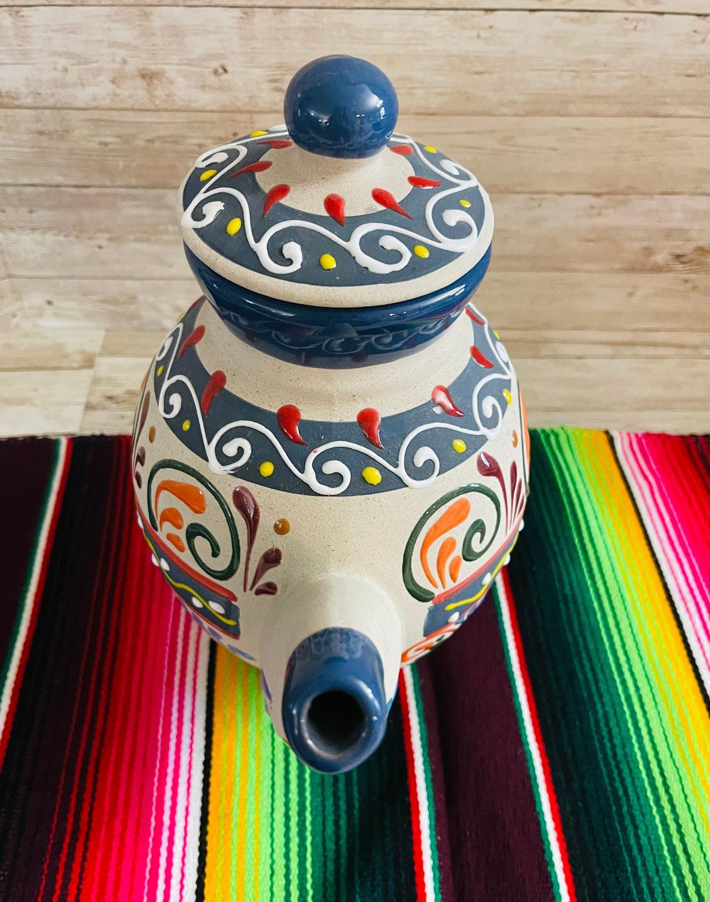 Terra Cotta Mexican Art Pottery CoffeeTea Pot Jarra Lechera Cafetera Artesanal Mexicana Engove