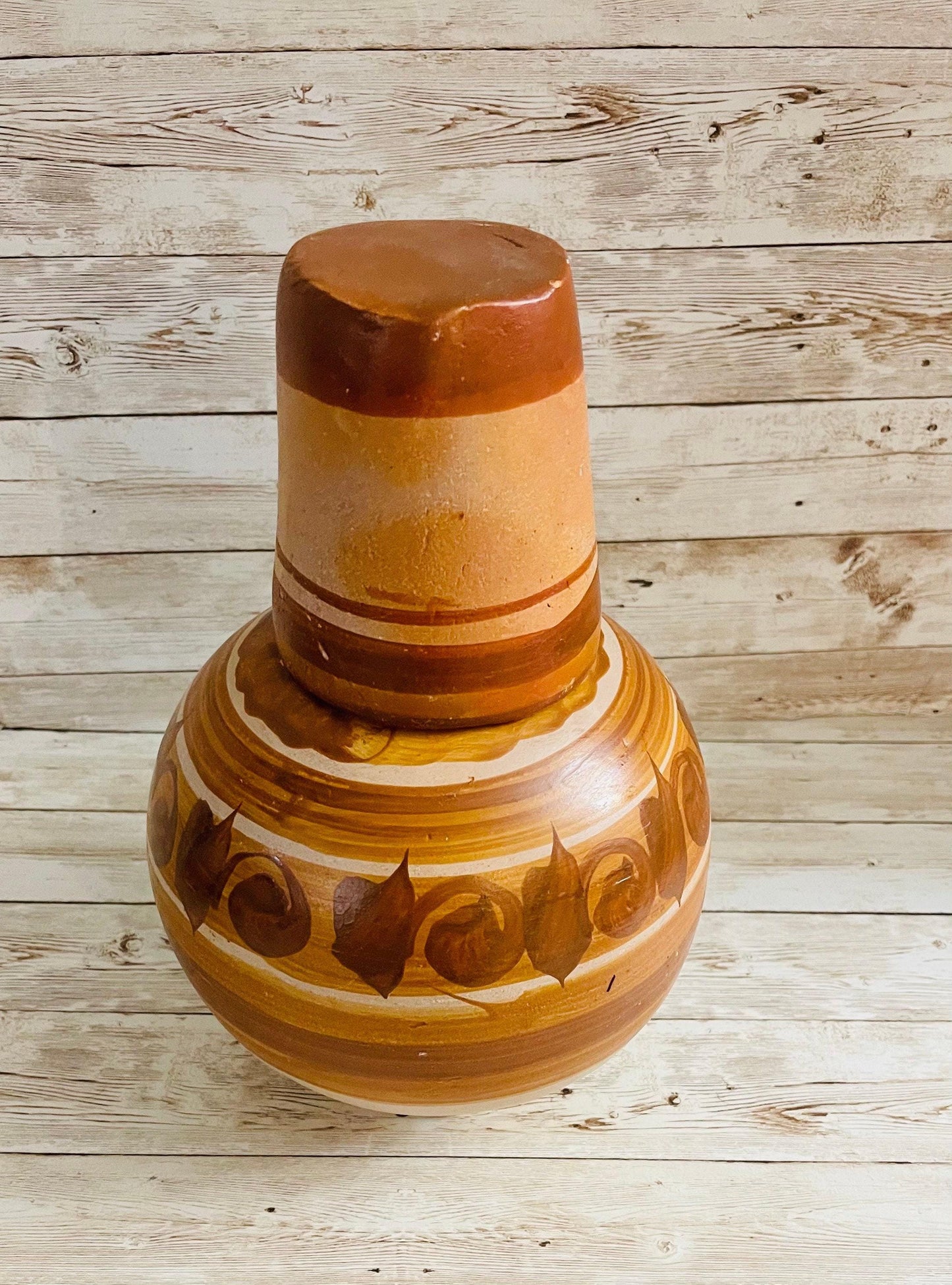 Mexican Clay WaterJug & Cup Botellón Garrafón de Barro Mexicano
