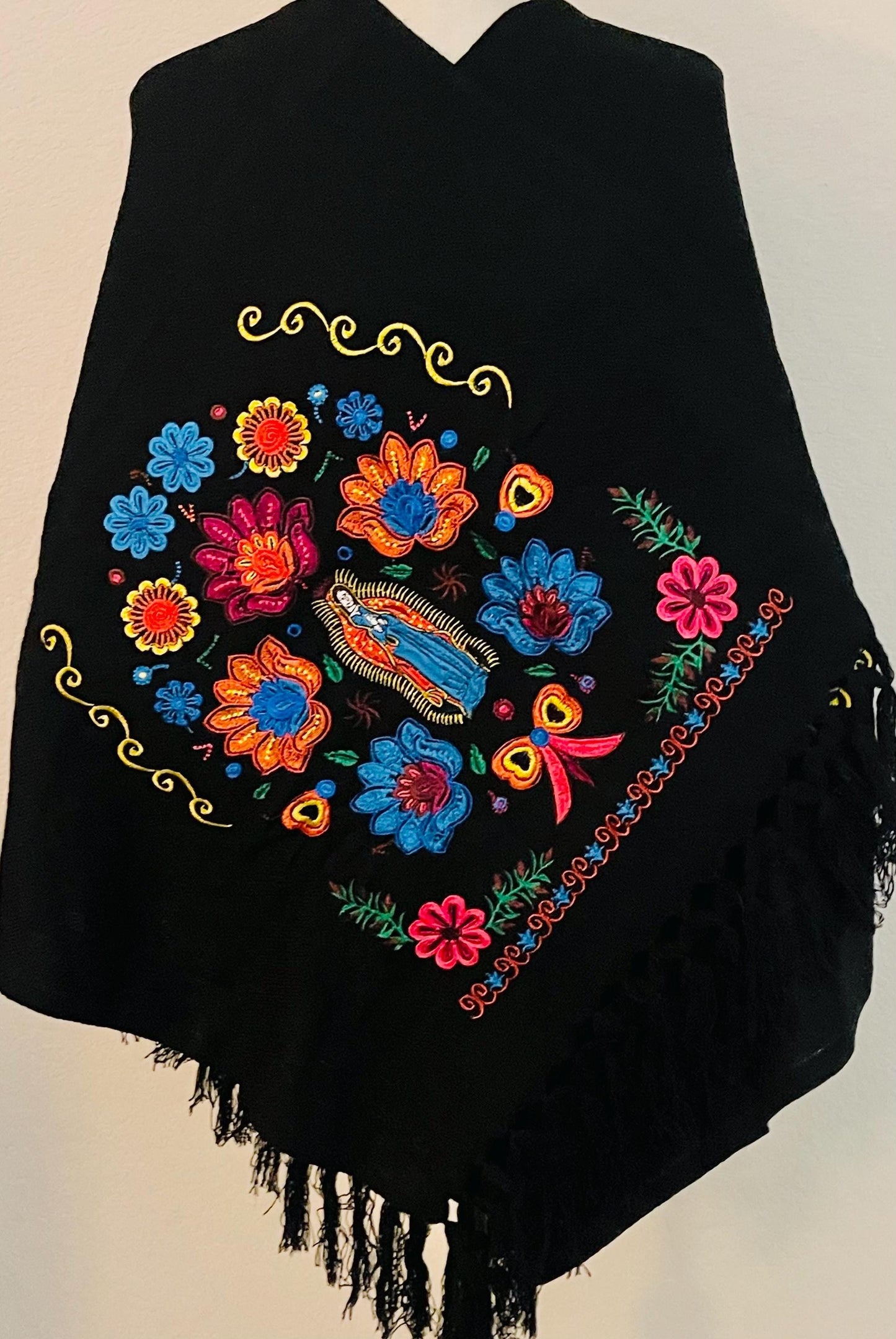 Embroidered Handmade Mexican Shawl Reboso Bordados en Telar