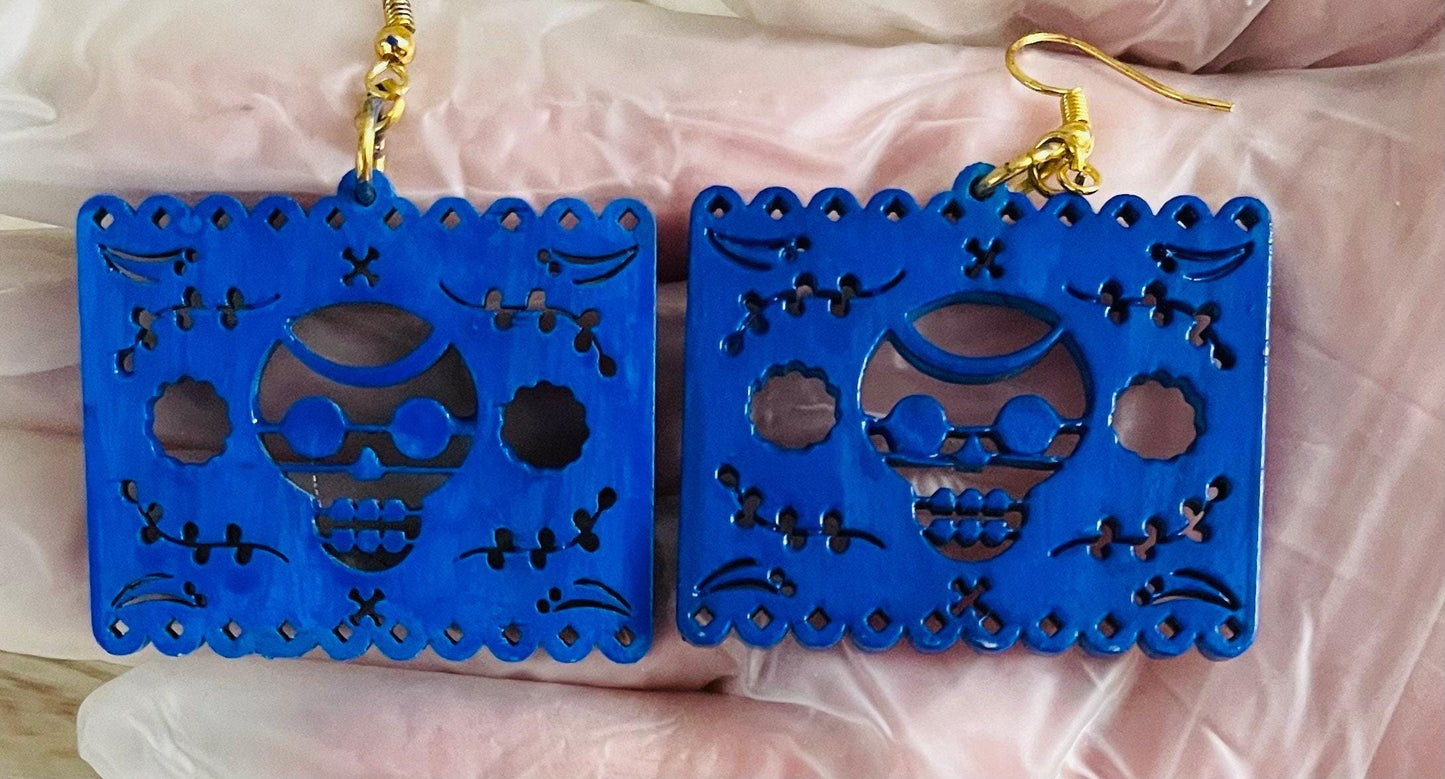2x Day of the Dead Earrings 2 Pares de Aretes de Dia de Muerto