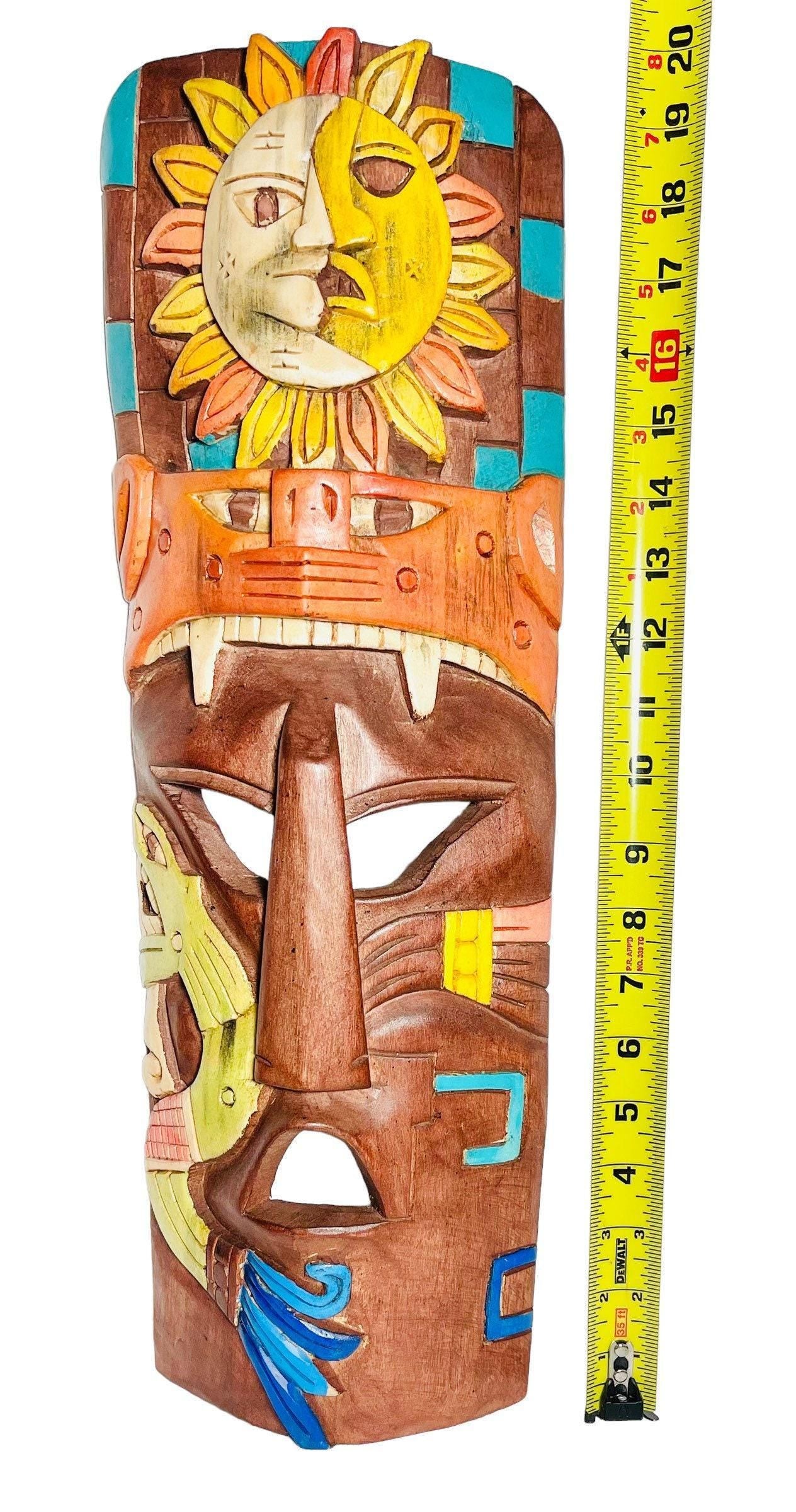 Prehistoric Wooden Mask Mayan Culture Hand Carved Mexican Wall Art Artesanias Mexicana Mascara Maya De Madera