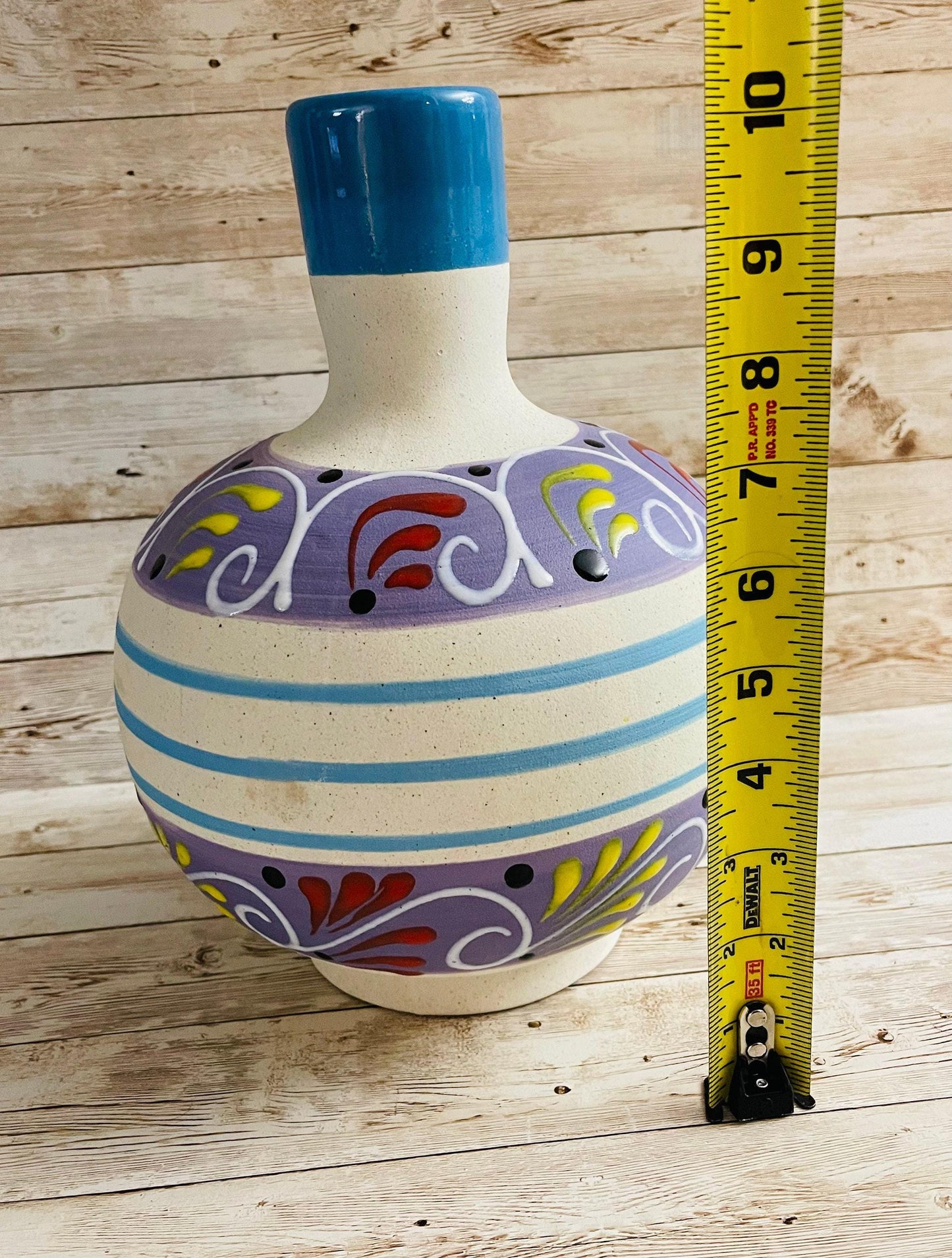 Terra Cotta Mexican Art Water Jug with Cup Garrafon de Barron Artesanal Mexicana con Vaso