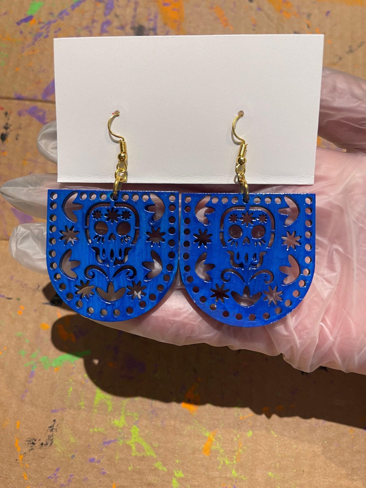 2x Day of the Dead Earrings 2 Pares de Aretes de Dia de Muerto
