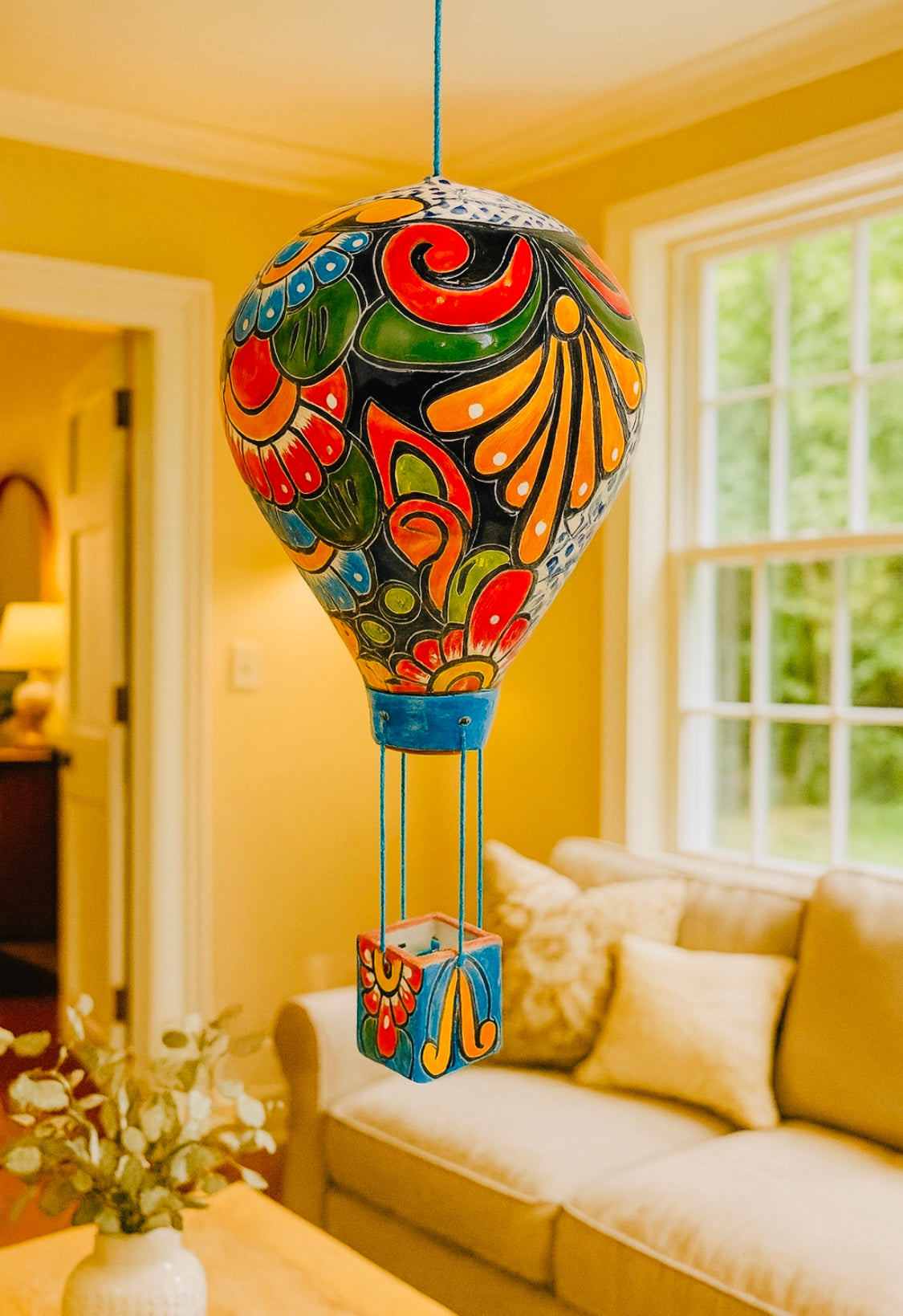 Mexican Talavera Hot Air Ballon Ceramic Hanging Decor Globo Aerostático Mexicano de Talavera Globo de Aire