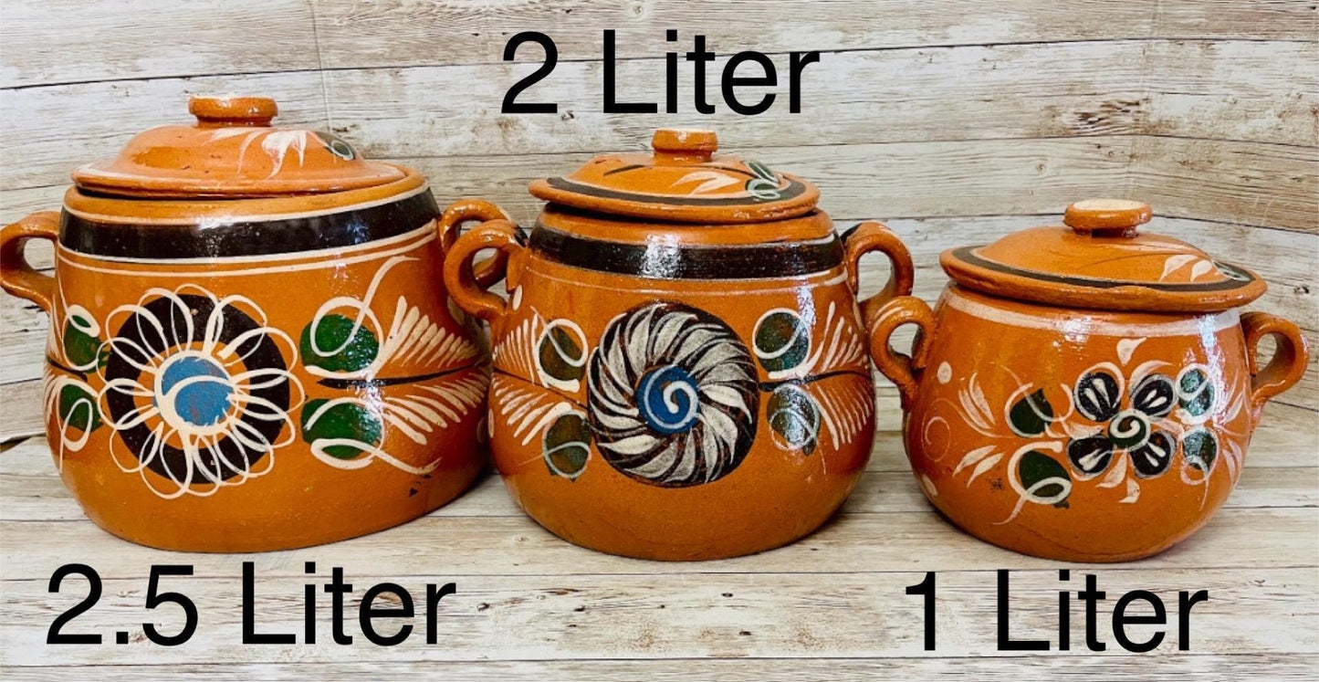 Terra Cota Clay Pot for Beans Soups Olla Tonala de Barro para Caldos Frijoles Sopas