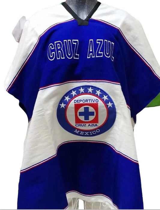 Poncho De Cruz Azul Futbol Mexicano Mexican Poncho Sarape Soccer Hoodie