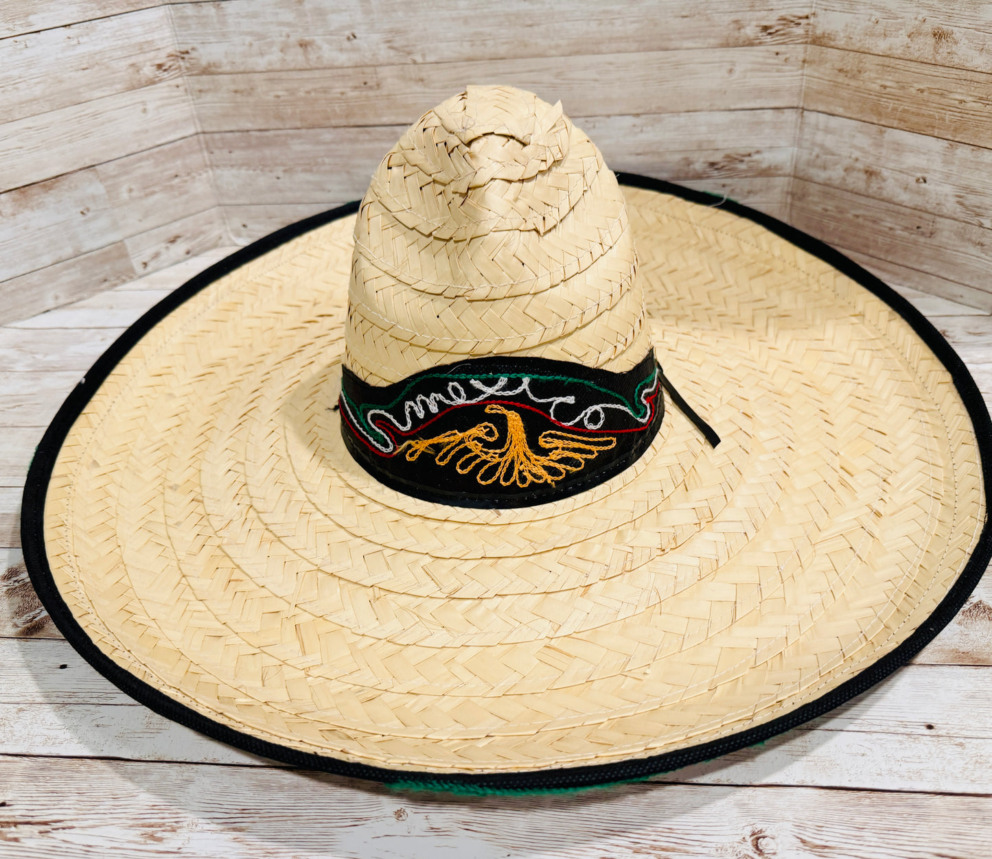 Sombrero Tradicional Mexicano de Palma Con Cinta Bordada De Mexico Straw Hat