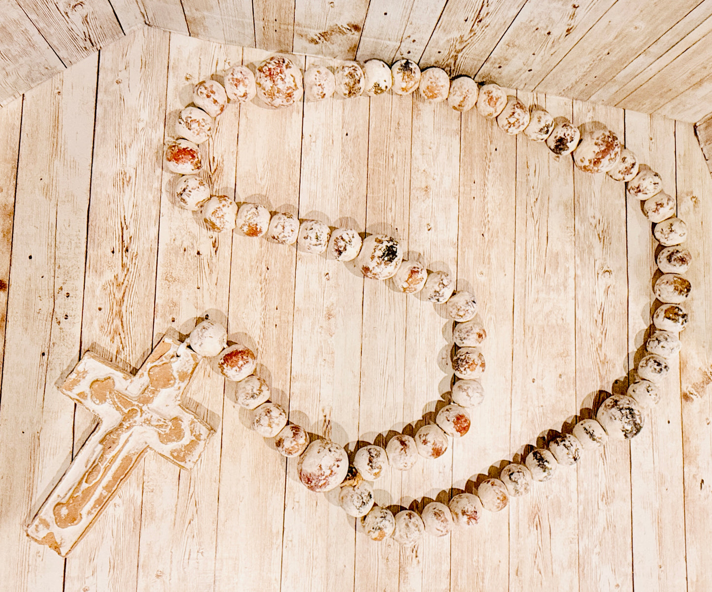 Mexican Large Ceramic Rosary Rustic Farmhouse Decor Rosario Mexicano Grande de Ceramica