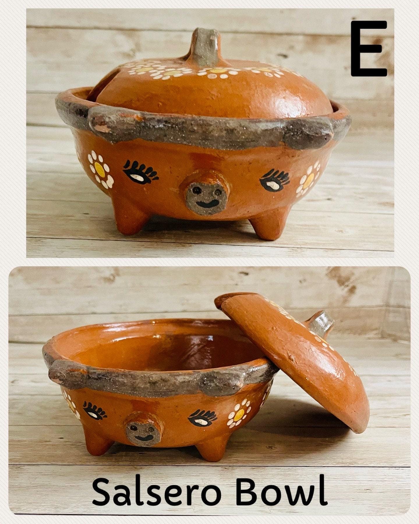 Terra Cotta Mexican Pottery Salsa Pig Bowl with or Without Spoon Salsero de Barro Mexicano con oh sin Cuchara de Barro