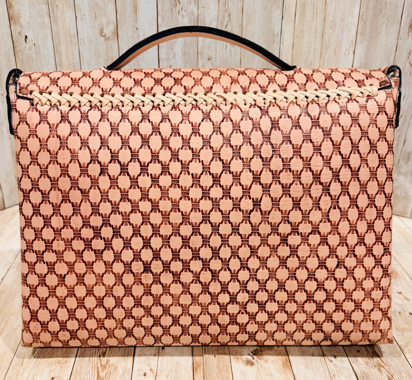 Mexican Leather Portfolio Briefcase Hand Tooled Laptop Bag Business Case Handmade Leather