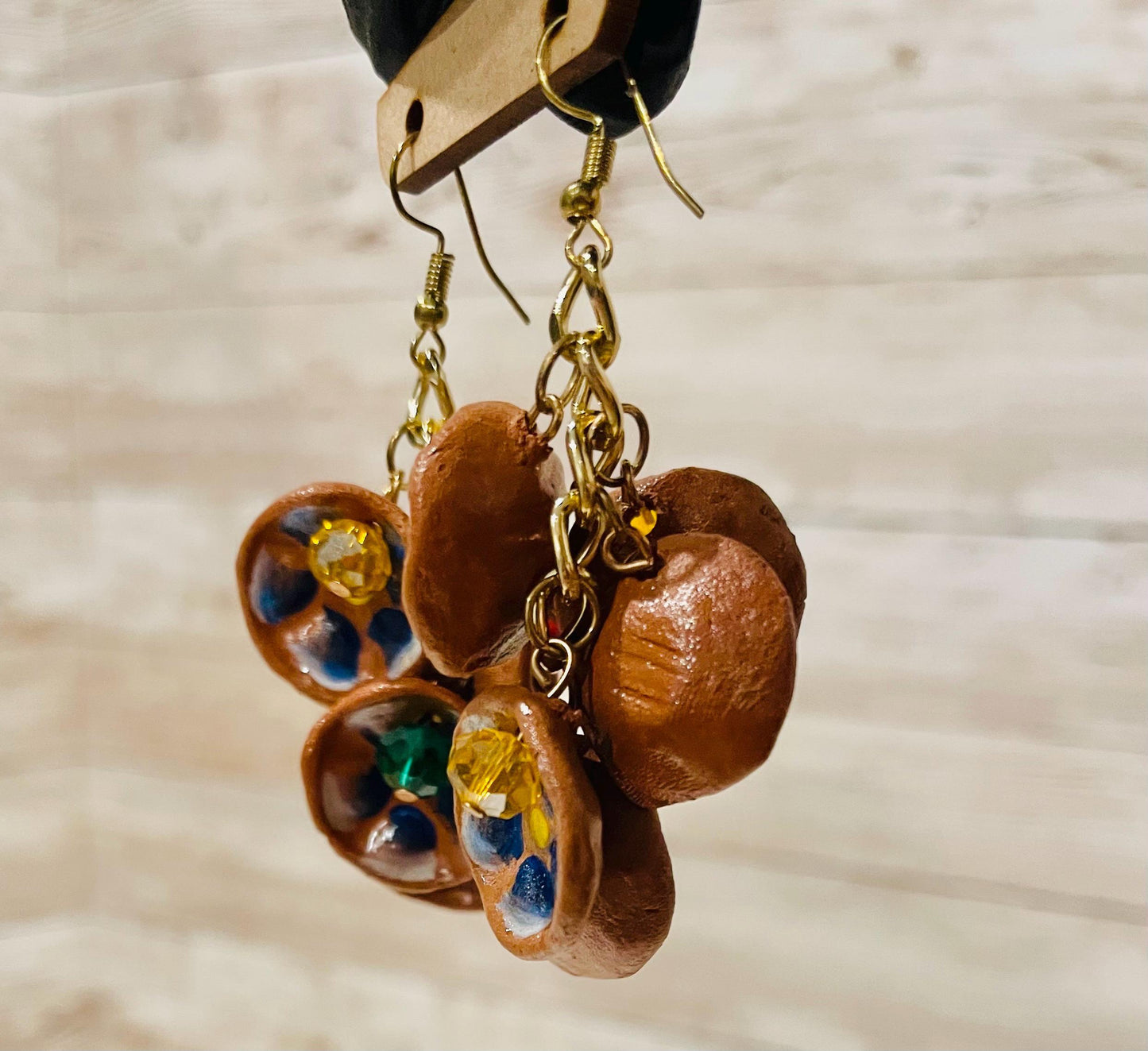 Mexican Artesanal Mini Clay Plate Earrings Aretes Artesanales Mexicanos de Platitos de Barro