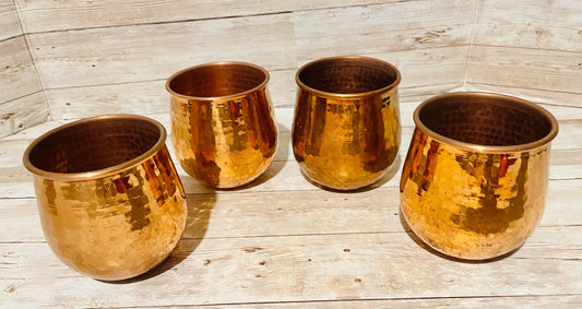 4x Mexican Copper Cups 4 Vasos de Cobre Mexicano