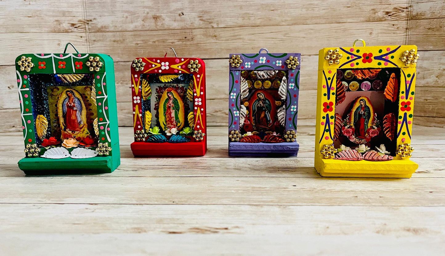 Nicho Mexicano de La Virgen Maria Virgin Mary  Shadow Box Nicho