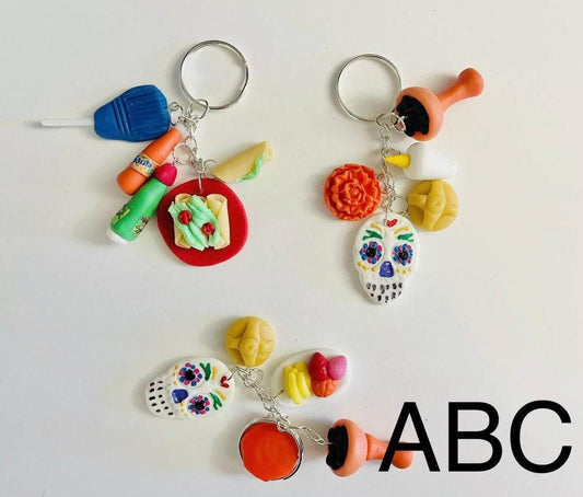 Llaveros de Ofrendas para Dia De Los Muertos Mexican Keychain Charms