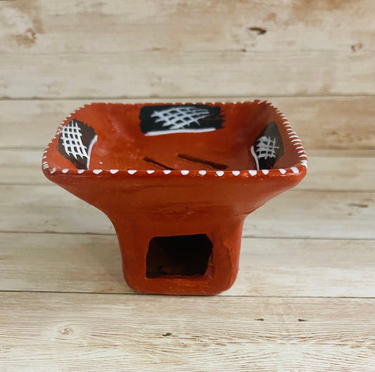 Anafre de Barro Mexicano Chico Small Mexican Clay Incense Burner Day of the Dead Dia de Muertos
