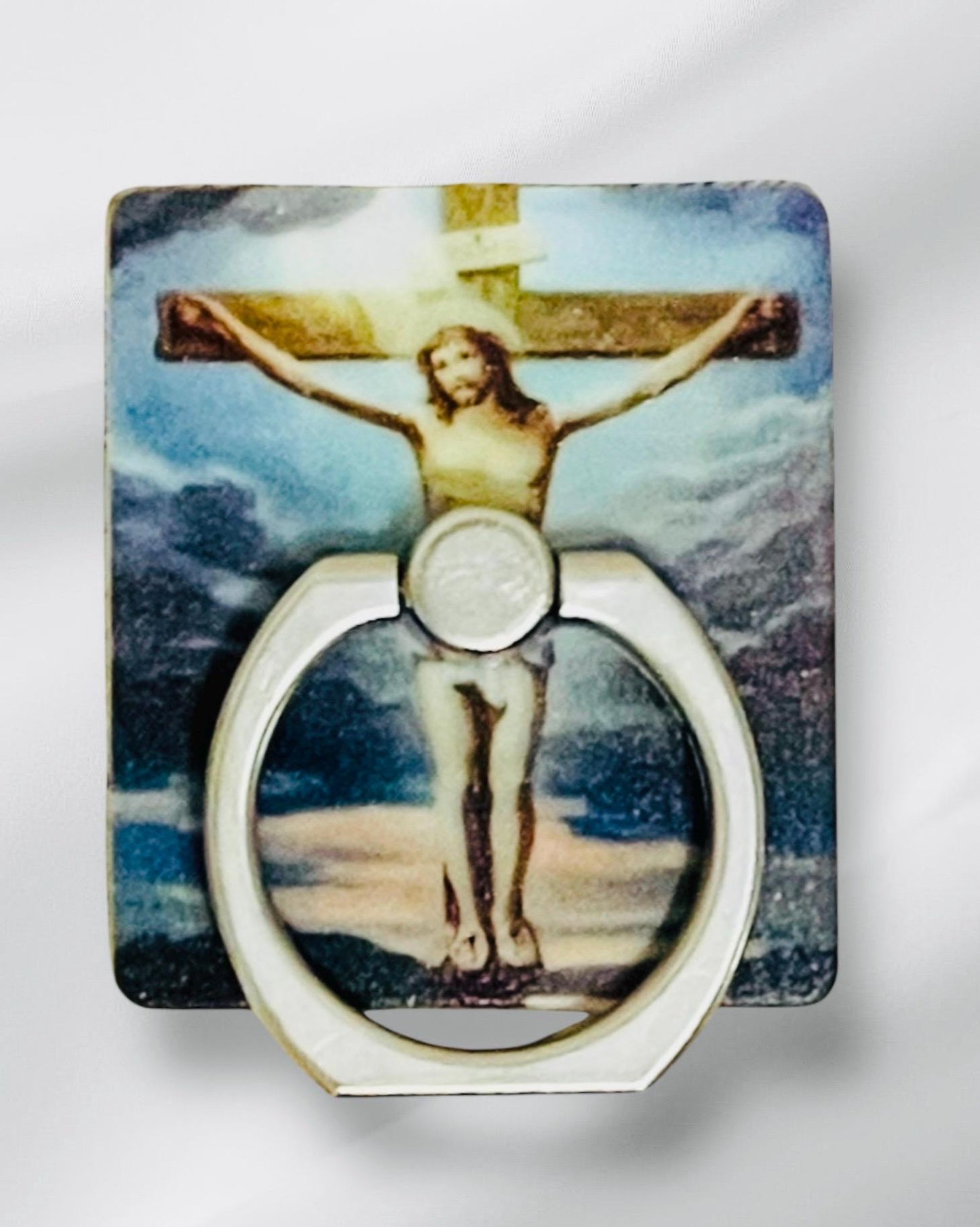 2x Phone Rings Grips Jesus on Cross Virgin Mary Virgin Mary with Baby Jesus 2x Arillos para Celular de Virgen Maria, Jesus en la Cruz,
