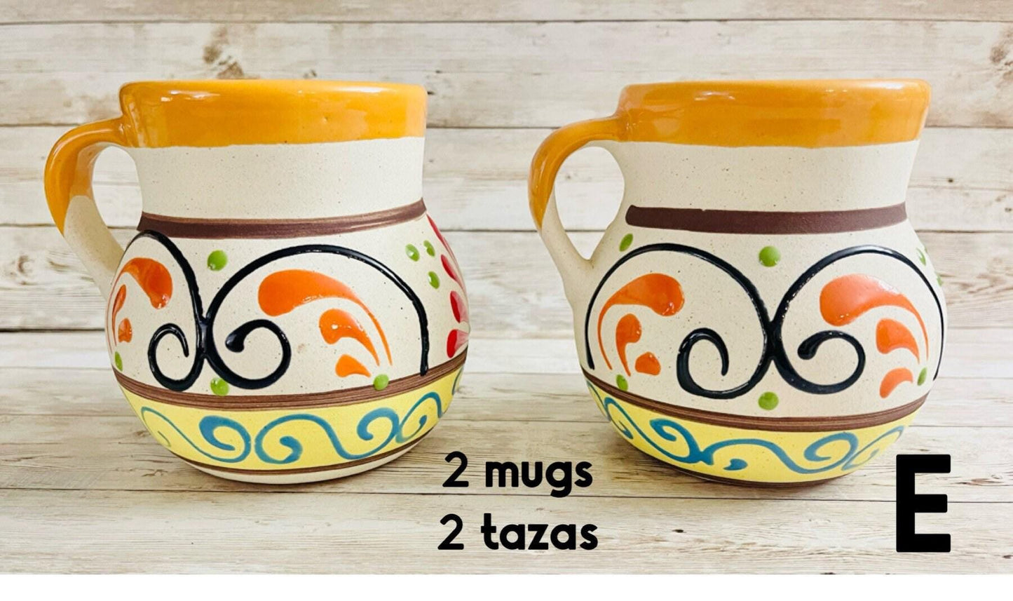 Mexican Jumbo Terracota Pottery Mugs Tazas de Barro Grandes Artesanales Engove