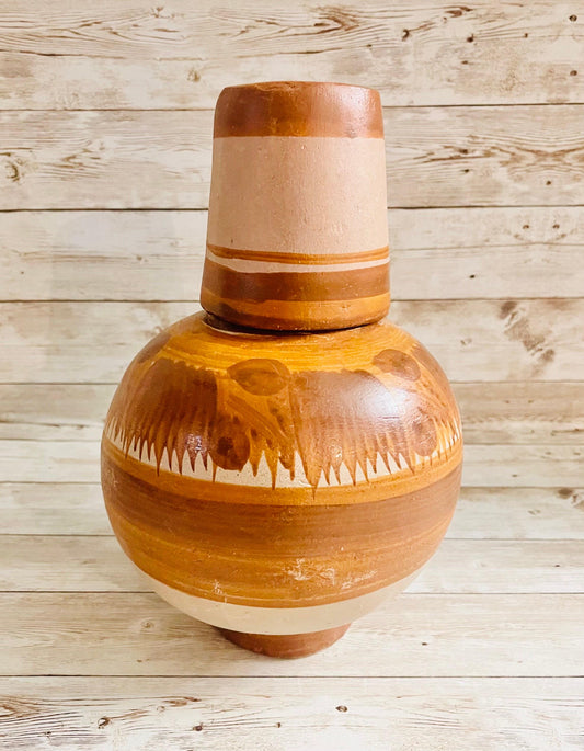 Mexican Clay WaterJug & Cup Botellón Garrafón de Barro Mexicano