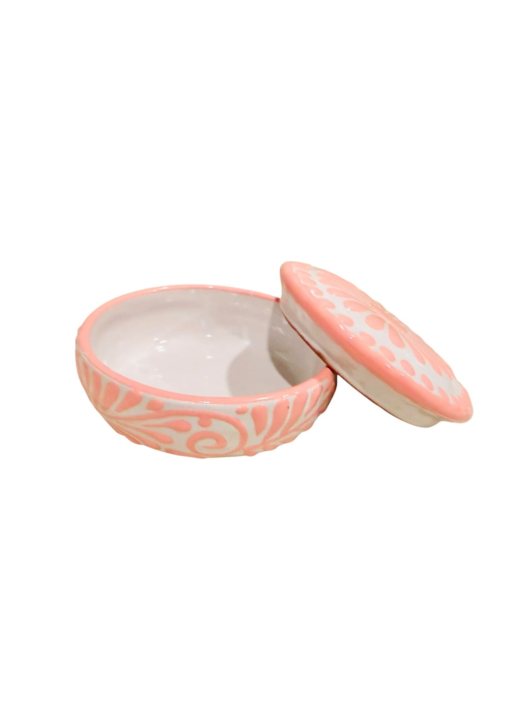 Mexican Pink Talavera Coffeepot Teapot Set with Sugar Bowl and Serving Dish with Lid Talavera Rosa Tetera con Azucarera y Charola Chica para Servir