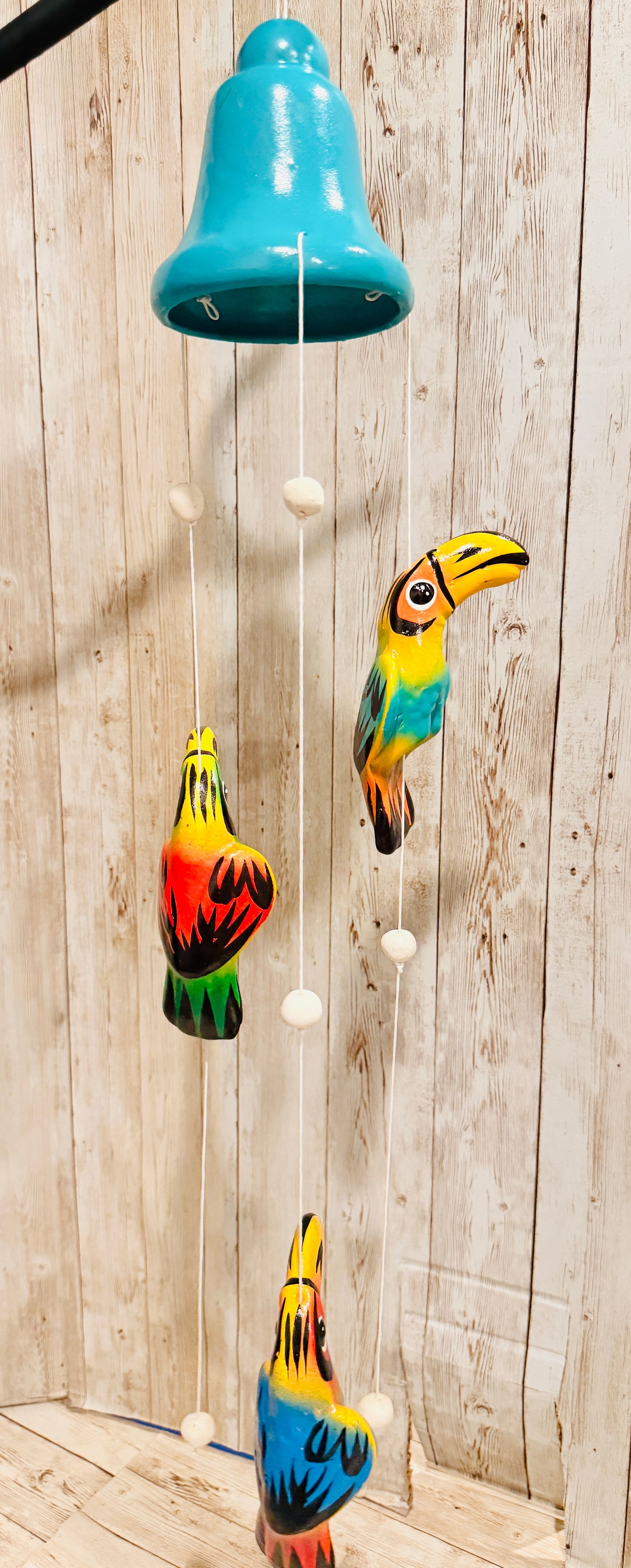 Mexican Ceramic Toucans Wind Chime Campana de Viento Mexicana de Tucanes