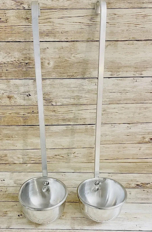 Mexican Ladle Aluminum Hooked Handle Spoon for Vitrolero Lemonade Soup Cucharon De Aluminio Mexicano