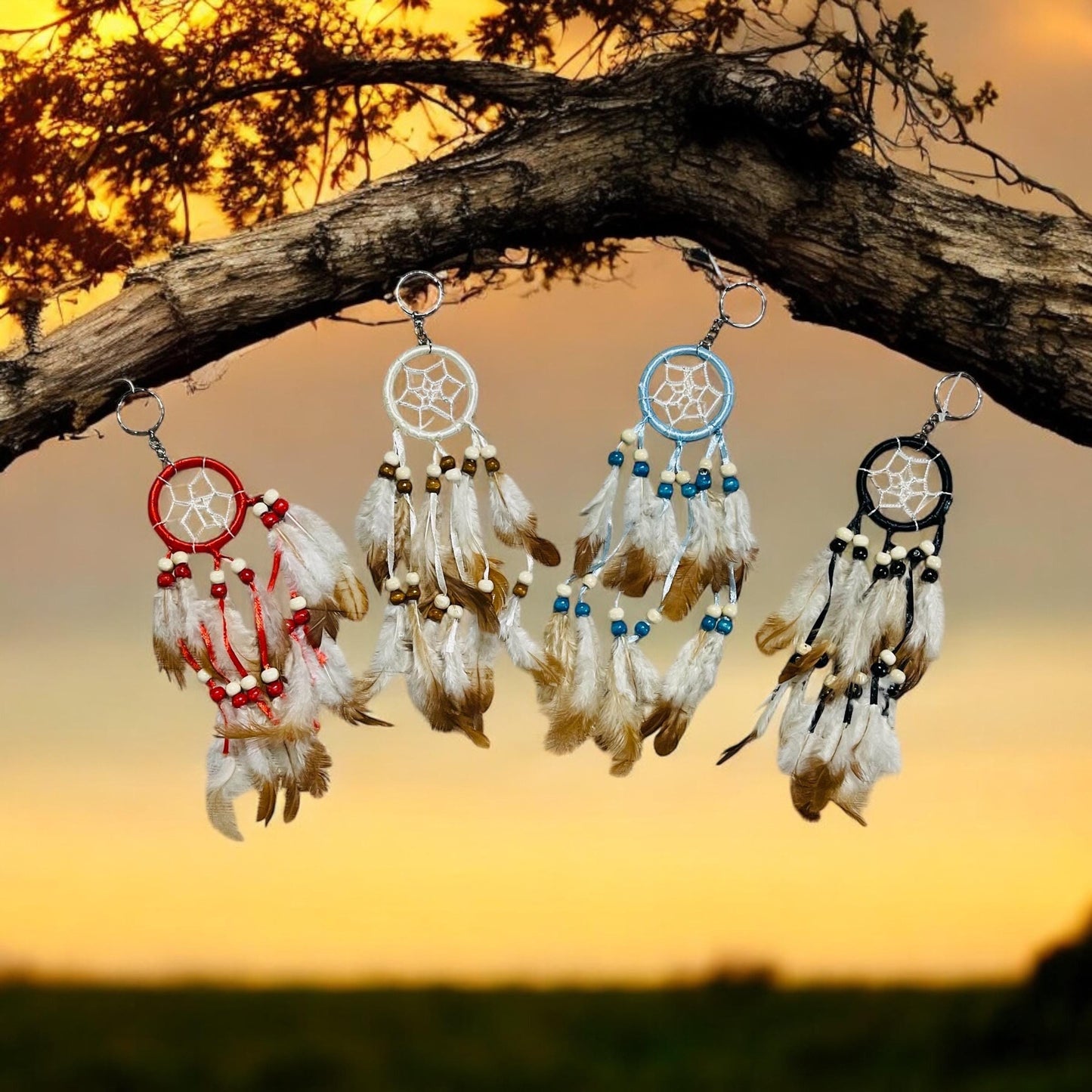 Dreamcatcher with Feathers for Car Visors Wall Hanging Decorations Atrapasueños con Plumas para Carros Decoraciones