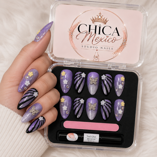 Luxury Handmade Press On Nails Glitter, Rhinestones, Charms Size Medium