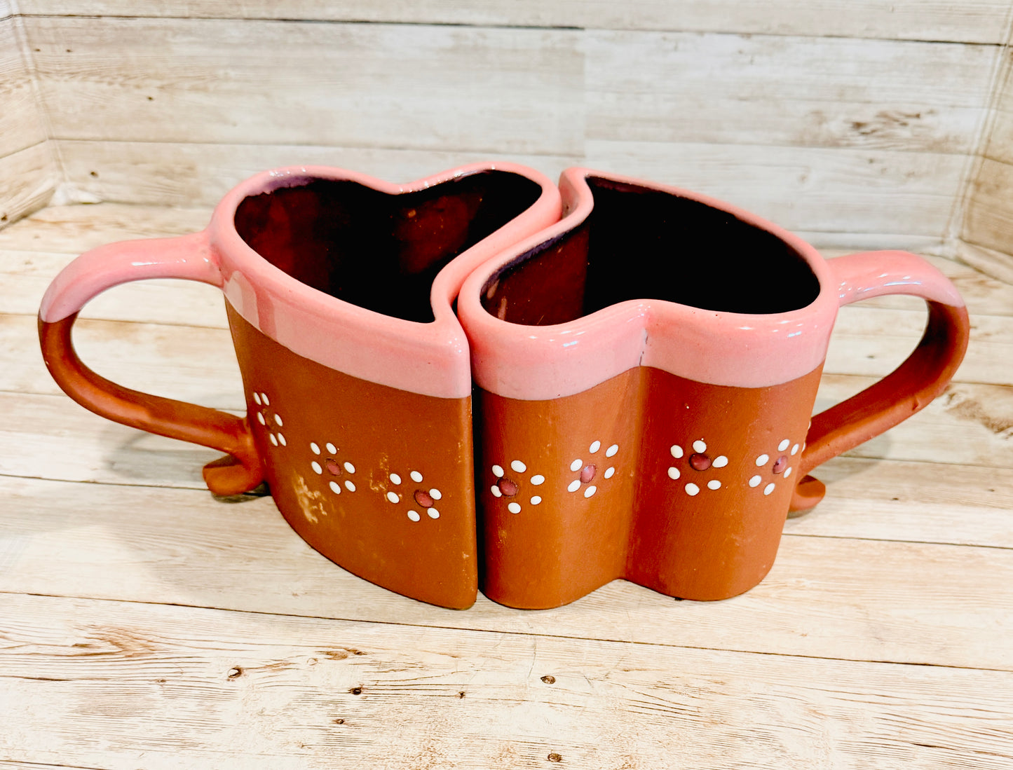 Tazas Forma Corazon de Barro Mexicano Mexican Terracota Heart Shaped Mugs