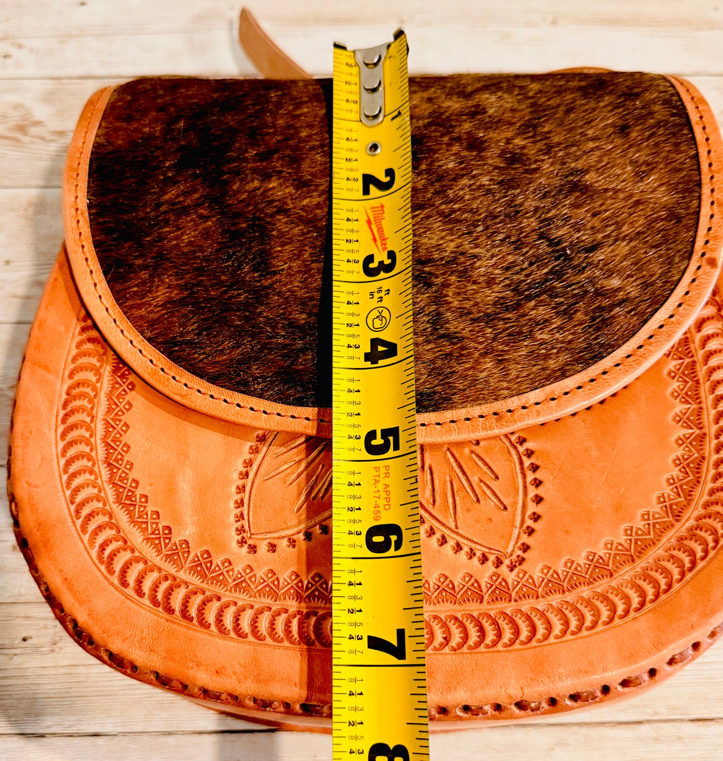 Mexican Leather Cowhide Western Tooled Handbag Bolsa Mexicana de Piel