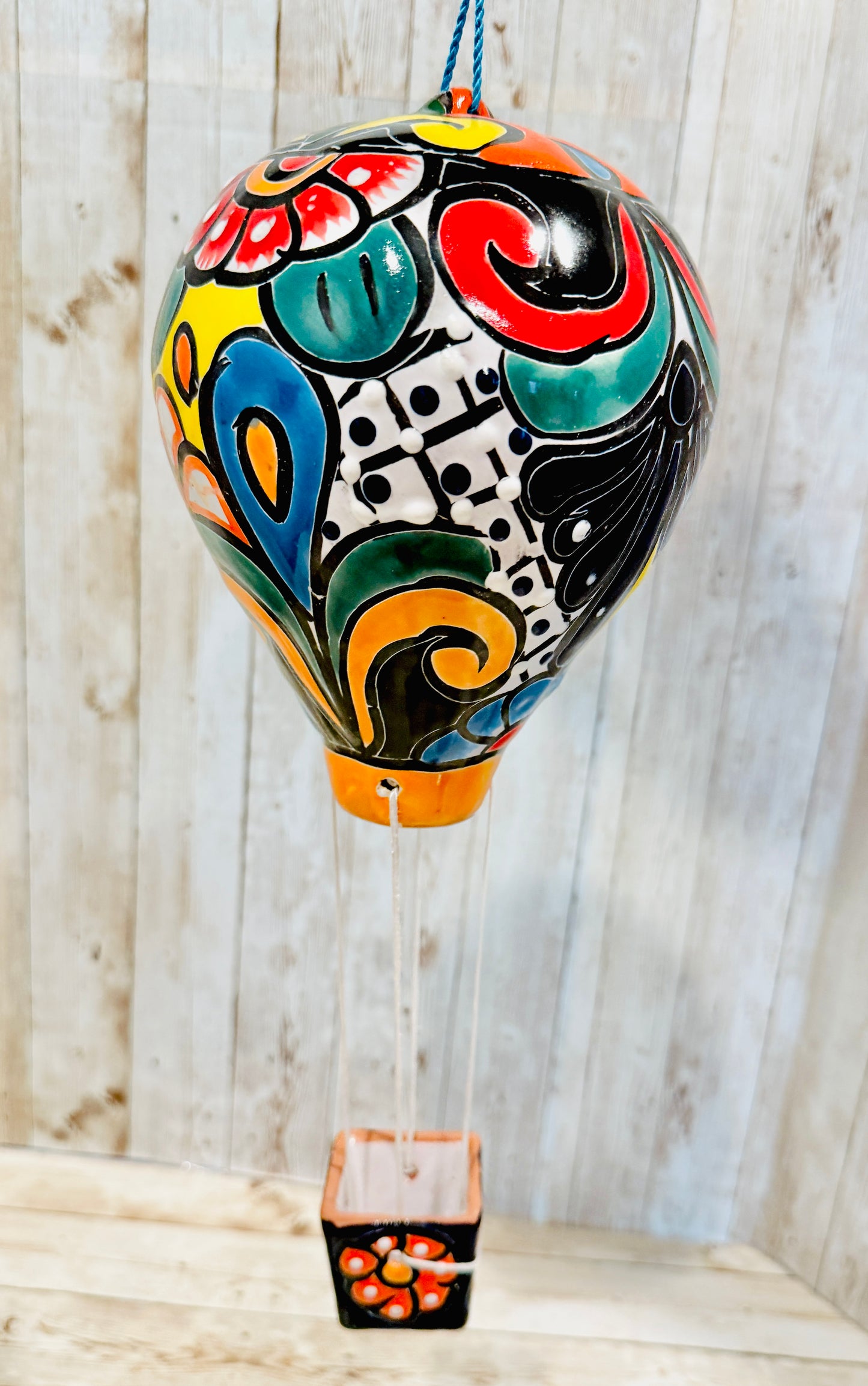 Mexican Talavera Hot Air Ballon Ceramic Hanging Decor Globo Aerostático Mexicano de Talavera Globo de Aire