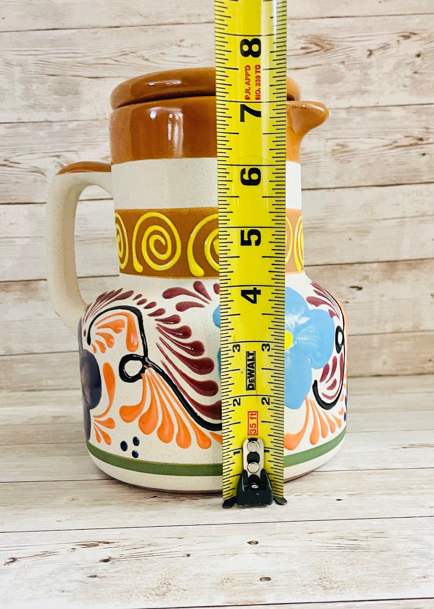 Terra Cotta Mexican Art Pottery CoffeeTea Pot Jarra Lechera Cafetera Artesanal Mexicana Engove