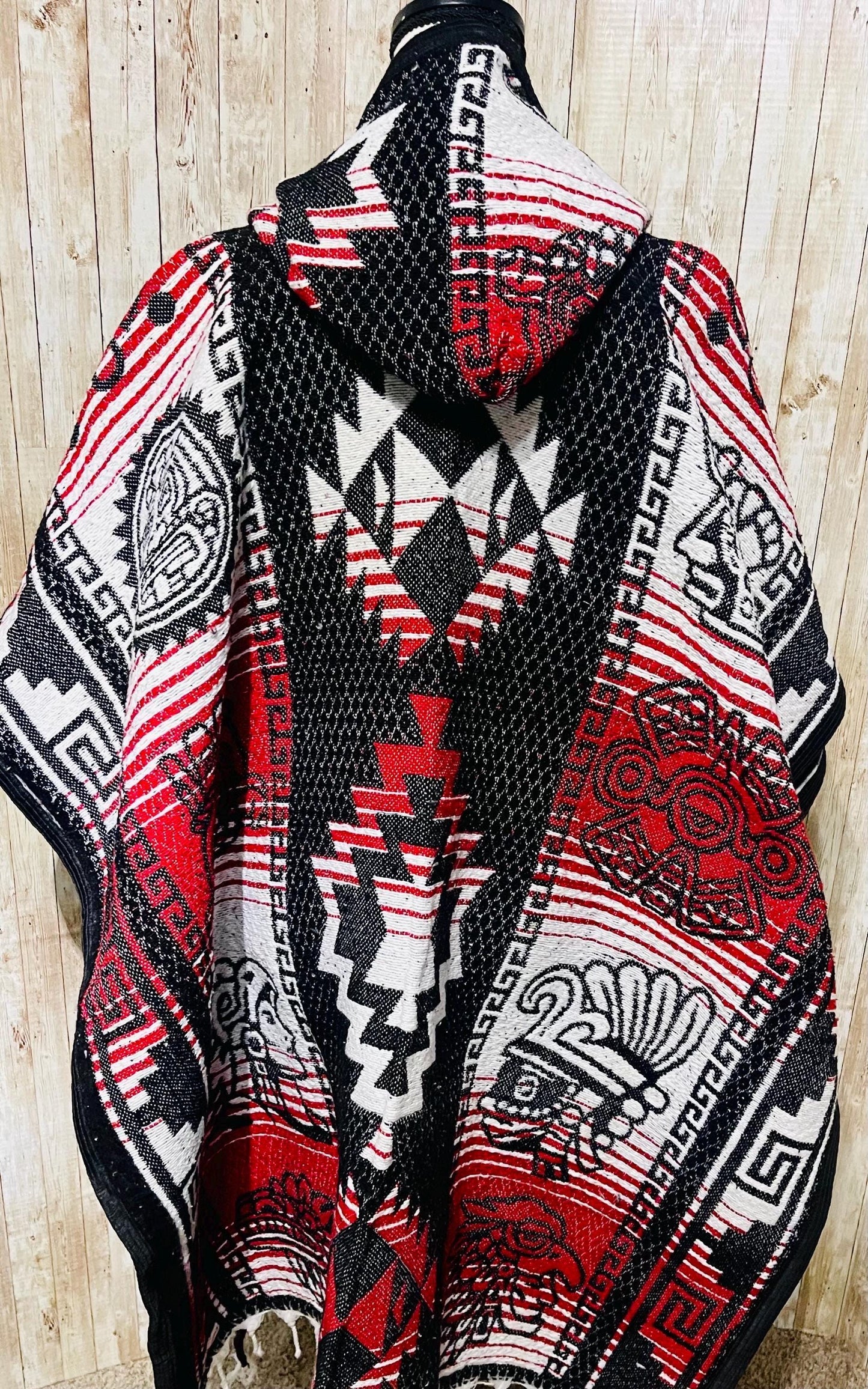 Mexican Greek Aztec Calendar Double Sided Poncho Poncho Mexicano Doble Vista Calendario Azteca Greco
